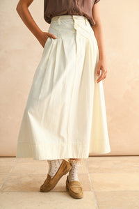 Mini Pleat Maxi Skirt in Ecru