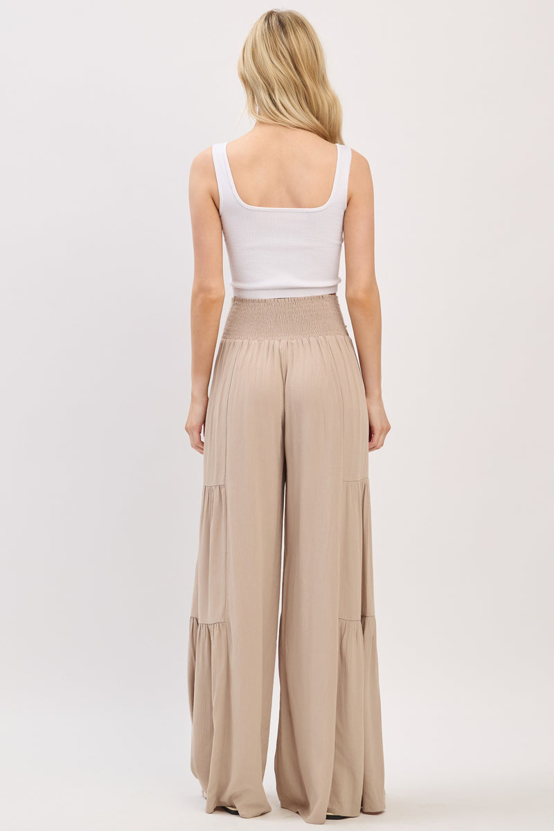 Khaki Wide Leg Beach Pant