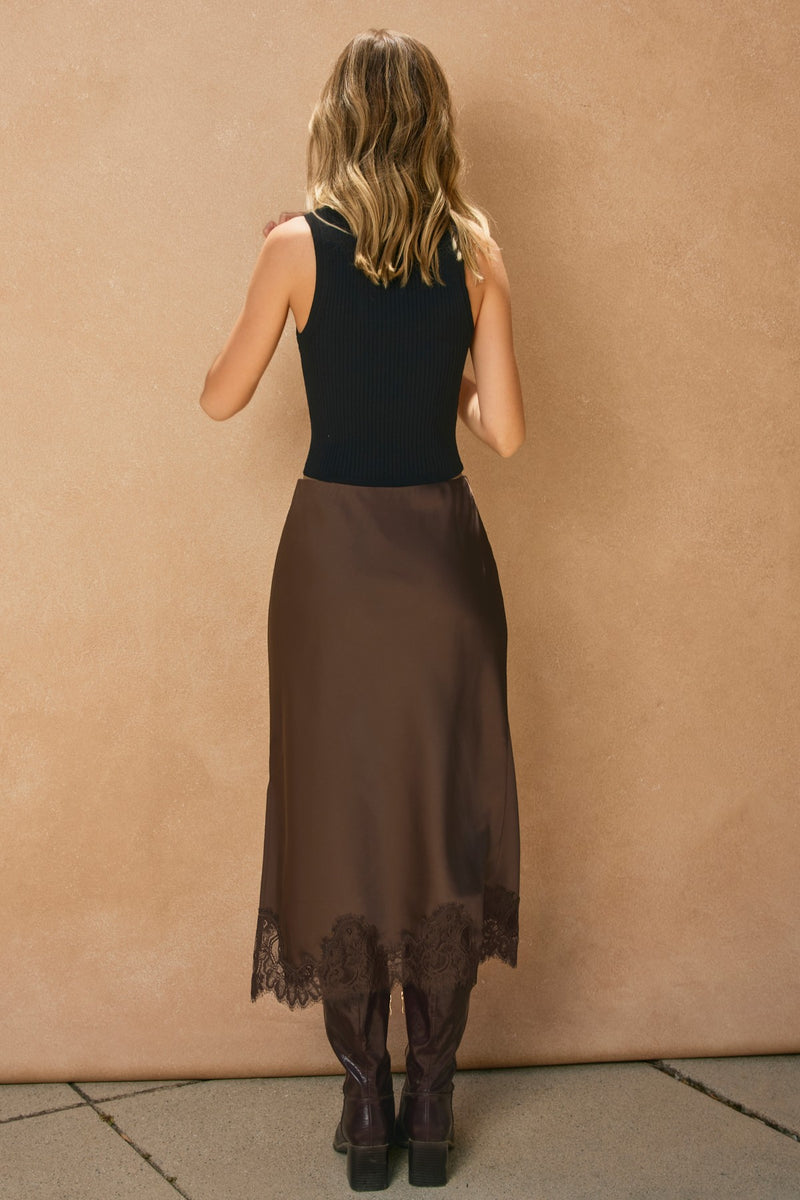 Choclate Pencil Satin Skirt