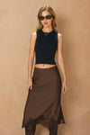 Choclate Pencil Satin Skirt