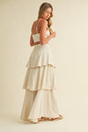Stretch Linen Bralette and Tiered Skirt Two Piece Set