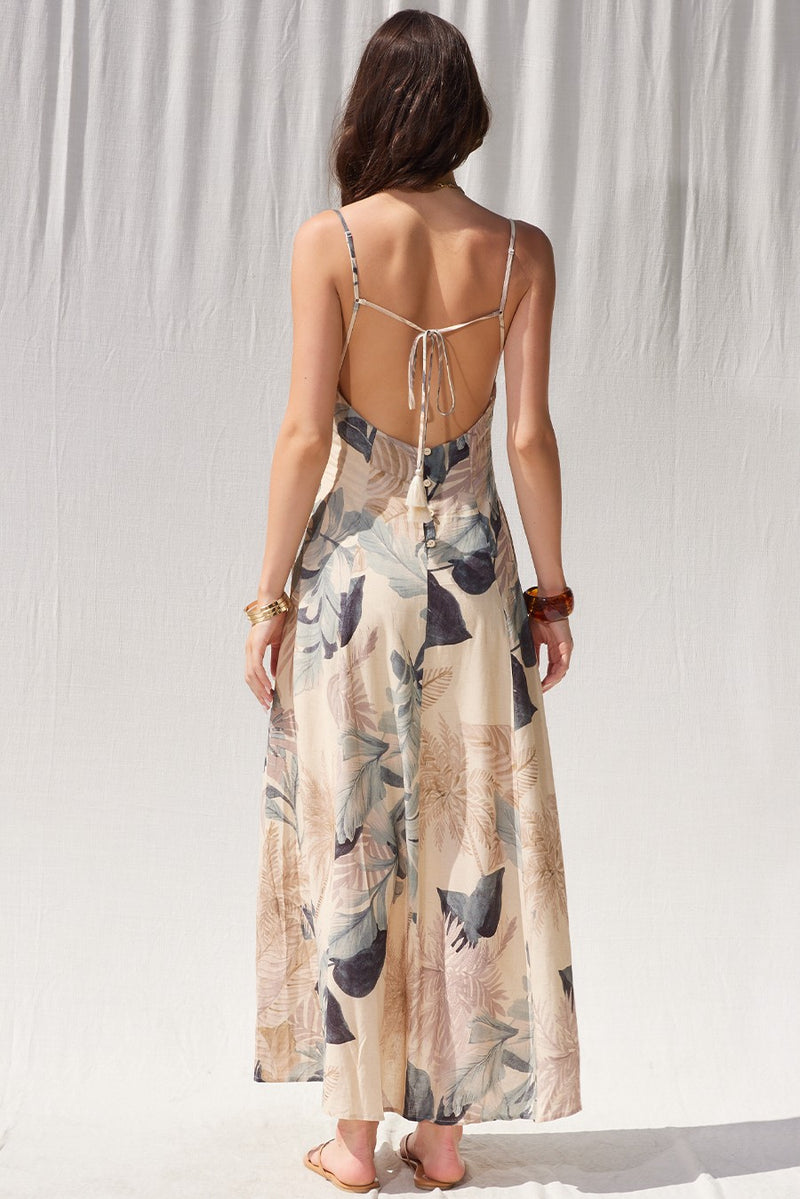 Falling For you Open Back Printed Maxi Dress