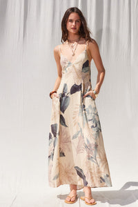 Falling For you Open Back Printed Maxi Dress