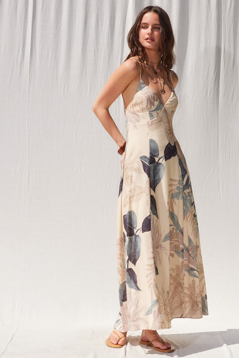 Falling For you Open Back Printed Maxi Dress