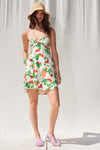 Twist Front Strapless Tomato Print Mini Dress