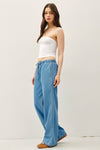Denim Look Wide Leg Pant