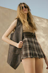 Plaid Flannel Mini Skort in Chocolate
