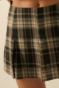 Plaid Flannel Mini Skort in Black