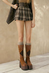 Plaid Flannel Mini Skort in Chocolate