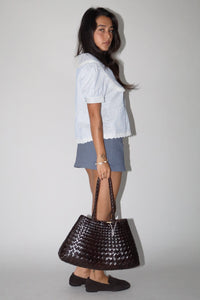 Stretch Twill Mini Skort in Washed Navy