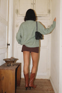 Stretch Twill Mini Skort in Chocolate