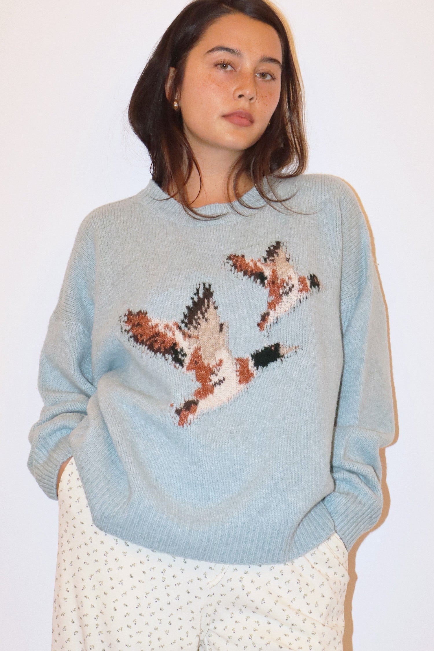 Flying Duck Sweater in Light Blue