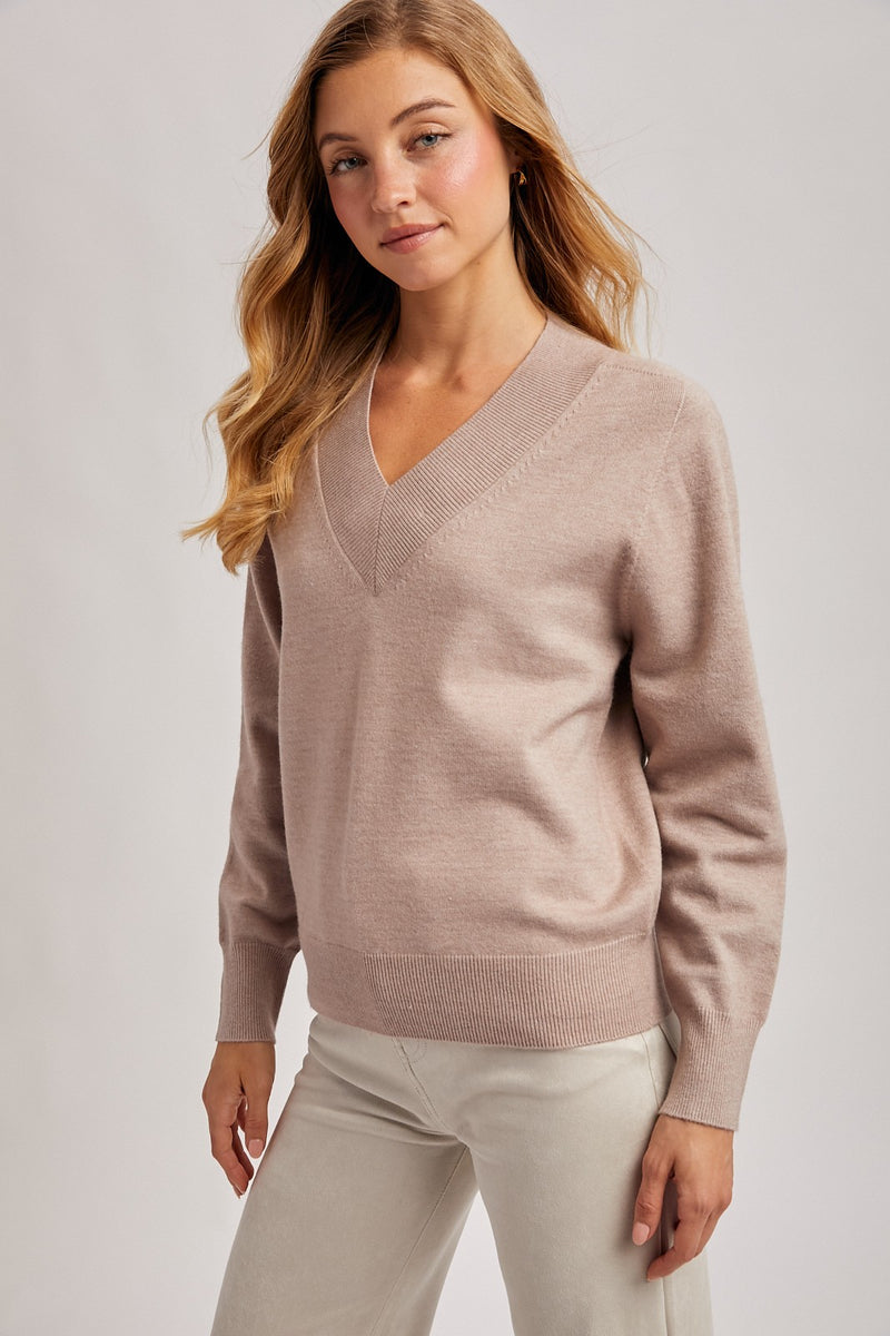 Ribbed V Neck Sweater