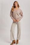Ribbed V Neck Sweater