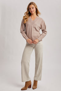 Ribbed V Neck Sweater
