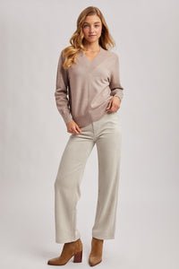 Ribbed V Neck Sweater