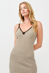 Knit Chocloate Stripe Maxi Dress