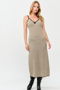 Knit Chocloate Stripe Maxi Dress