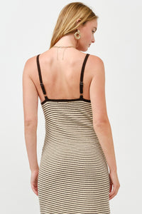 Knit Chocloate Stripe Maxi Dress