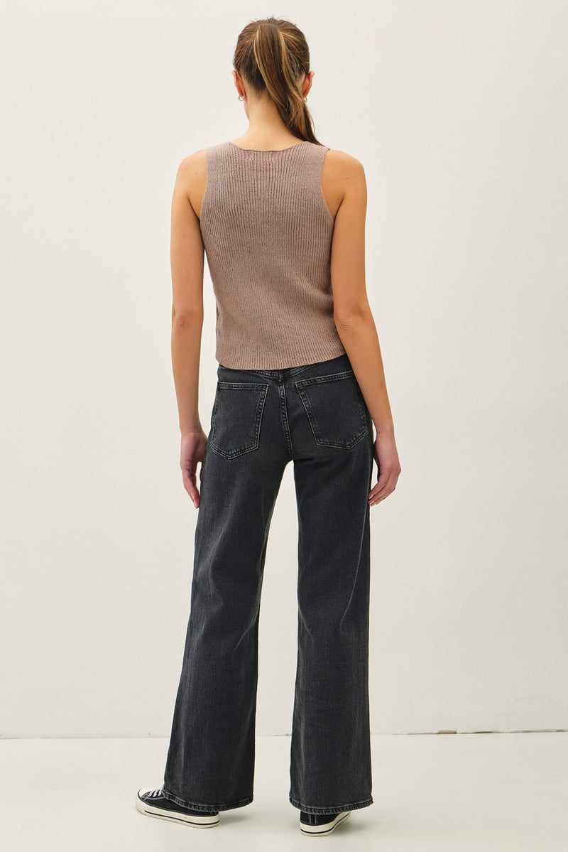 The Only One Ribbed Knit Sweater Vest in Mocha