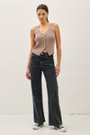 The Only One Ribbed Knit Sweater Vest in Mocha