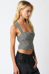 Gingham Crop Top in Black