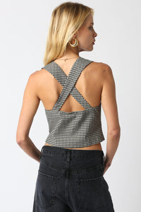 Gingham Crop Top in Black