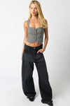 Gingham Crop Top in Black