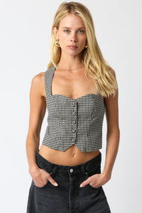 Gingham Crop Top in Black