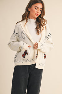 Giddy Up Horse Cardigan Sweater in Ivory