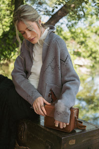 Giddy Up Horse Cardigan Sweater in Grey