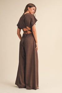 Valentina Ruched Waist Wide Leg Jumpsuit