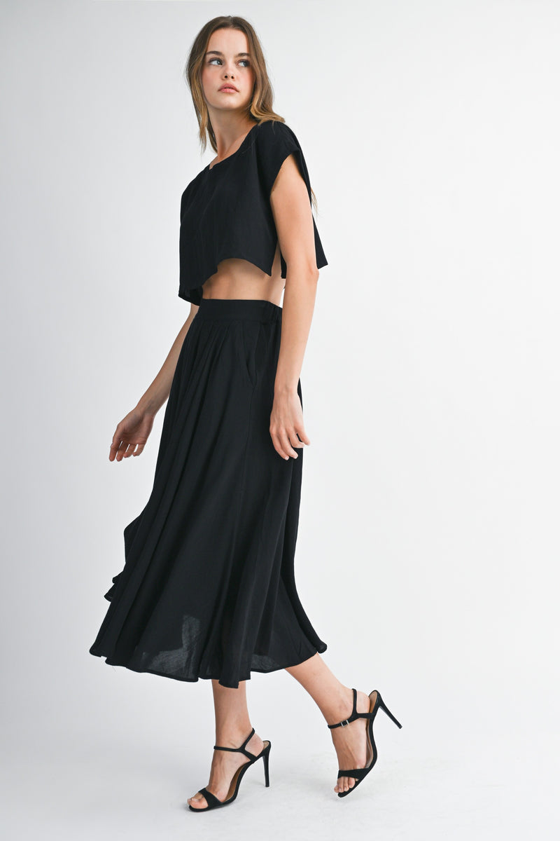 Creamsicle Two Piece Skirt Set in Black