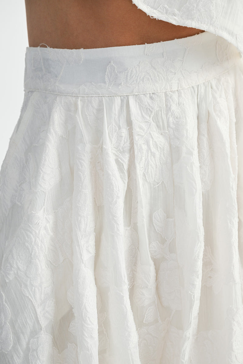 Textured Floral Two Piece Midi Skirt and Crop Top