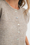 Puff Sleeve Short Sleeve Cardigan in Mocha