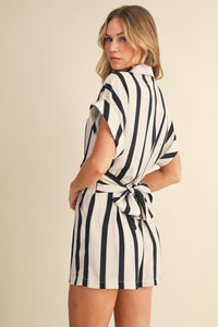 Amanda Striped Button Down Romper