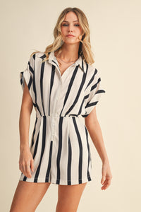 Amanda Striped Button Down Romper