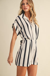 Amanda Striped Button Down Romper