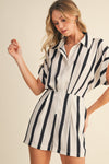 Amanda Striped Button Down Romper