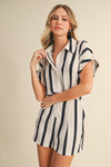 Amanda Striped Button Down Romper