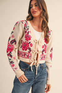 Floral Tie Front Cardigan