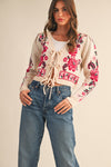 Floral Tie Front Cardigan