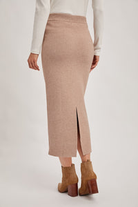 Ribbed Knit Wasitband Midi Skirt