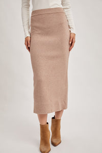 Ribbed Knit Wasitband Midi Skirt