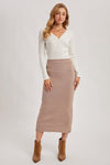 Ribbed Knit Wasitband Midi Skirt