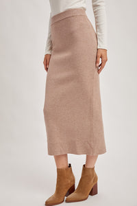 Ribbed Knit Wasitband Midi Skirt
