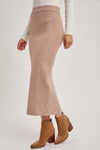 Ribbed Knit Wasitband Midi Skirt