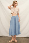 Denim A Line Midi Skirt