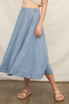 Denim A Line Midi Skirt