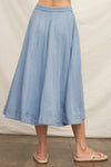 Denim A Line Midi Skirt